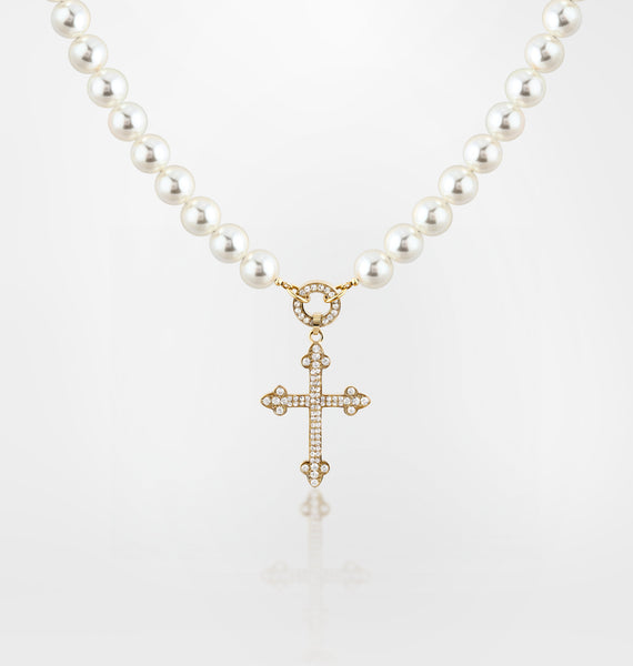 PEARL NECKLACE WITH GOTHIC CROSS PENDANT – Chiara Ferragni Brand