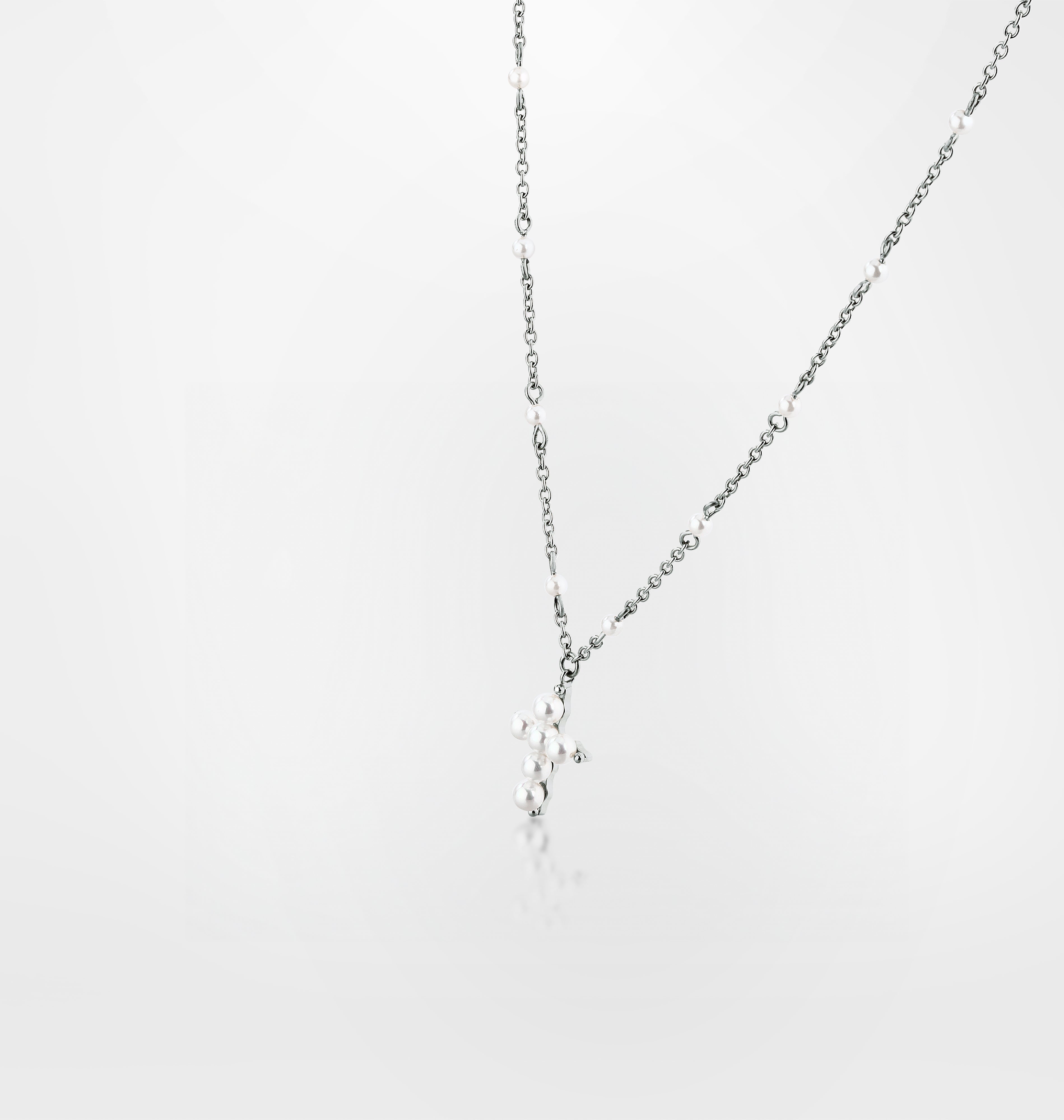 COLLANA CON PICCOLA CROCE PERLE PENDENTE-thumbmail-3