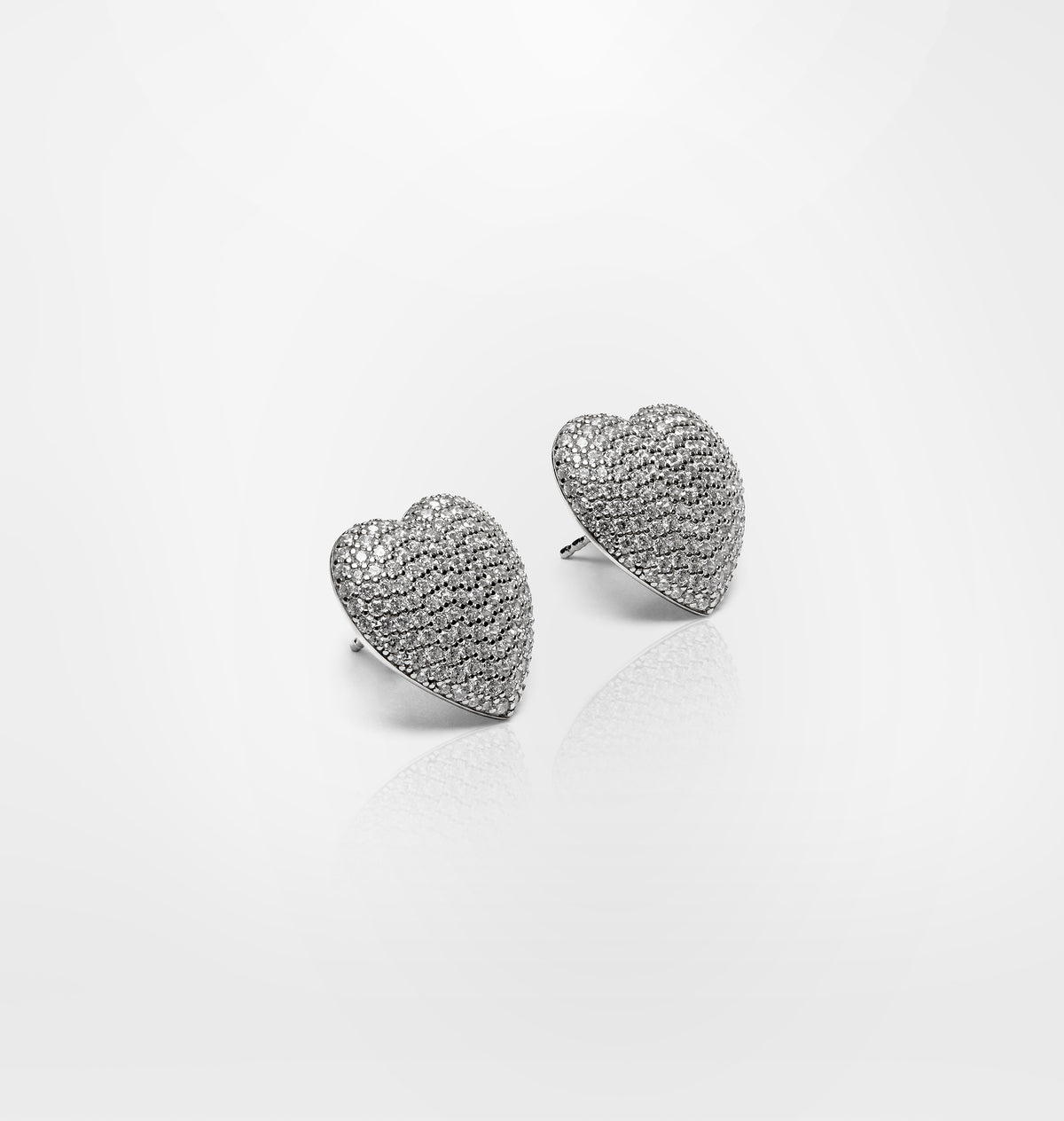 ORECCHINI SILVER CUORE PAVE BIG