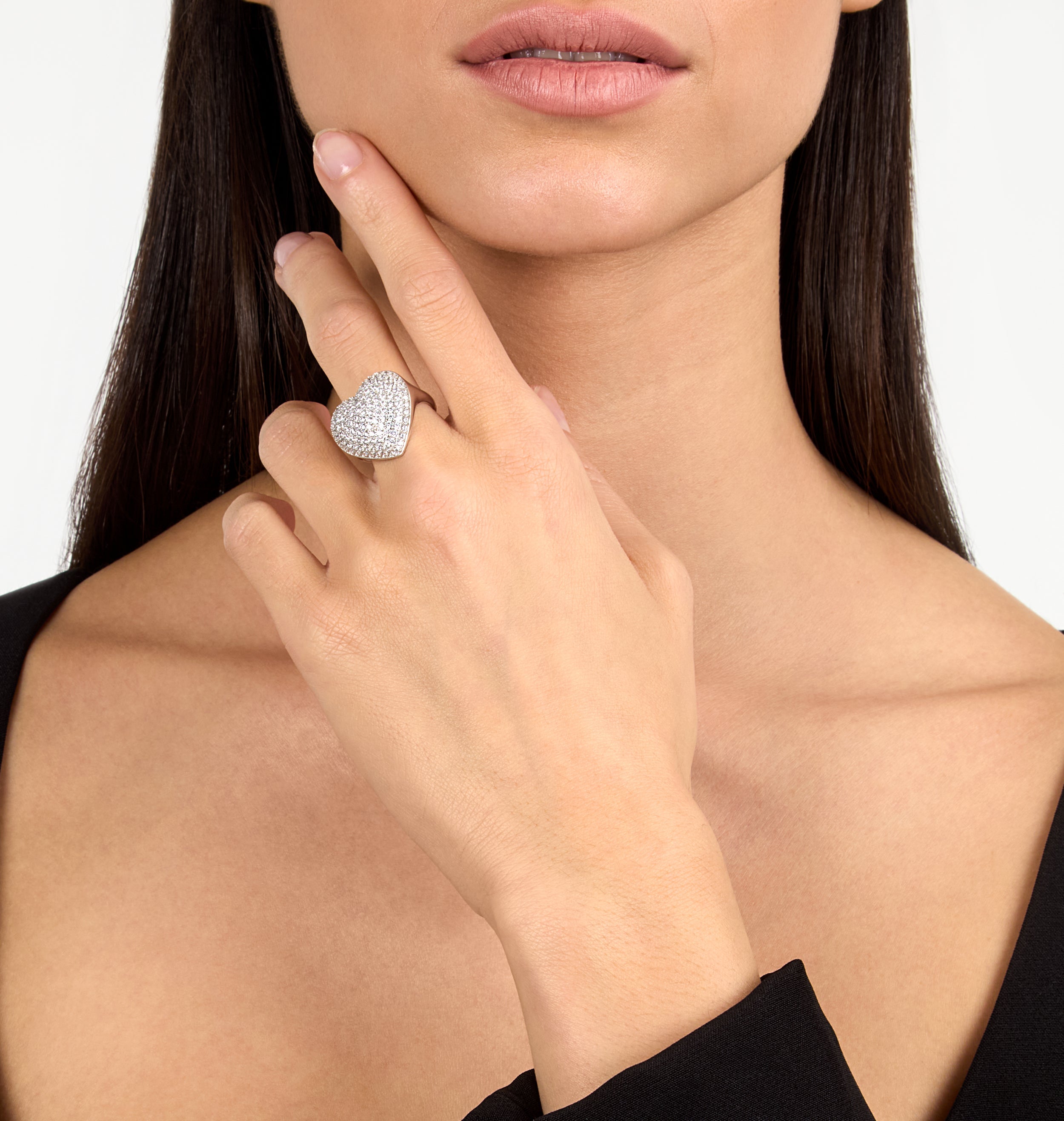 ANELLO CON CUORE PAVÈ ARGENTO 925