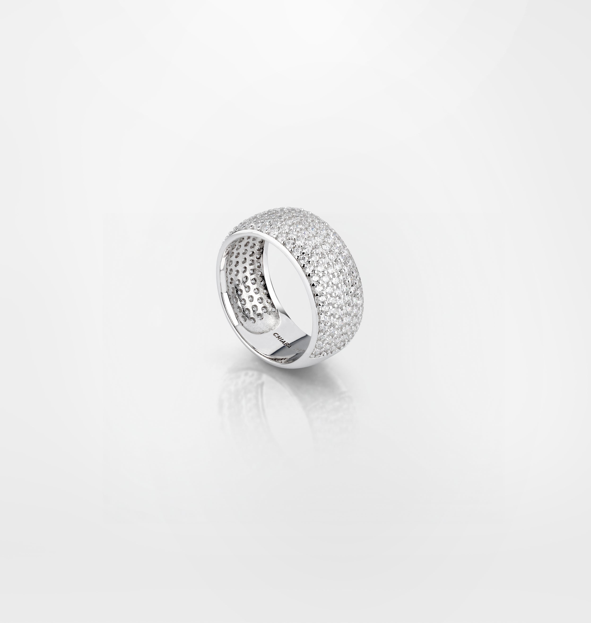 ANELLO FASCIA GRANDE PAVÈ ARGENTO 925